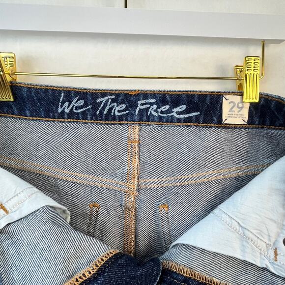 Free People Baily Fringe Denim Mini Skirt Dark Wash Jean Skirt Y2K Vibes 29W - Picture 11 of 11